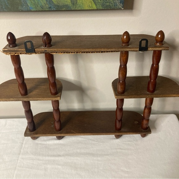 MCM 50’s Farmhouse Wood Knicknack 4 Shelf Unit Rustic Handmade Spindel Design - Picture 6 of 6